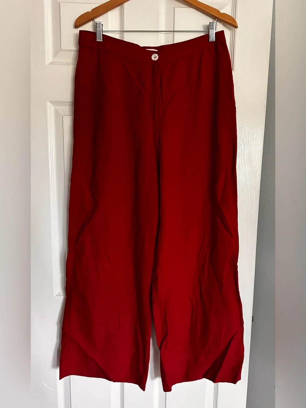 H&M Women’s Wide-Leg Linen Blend Red Pants
